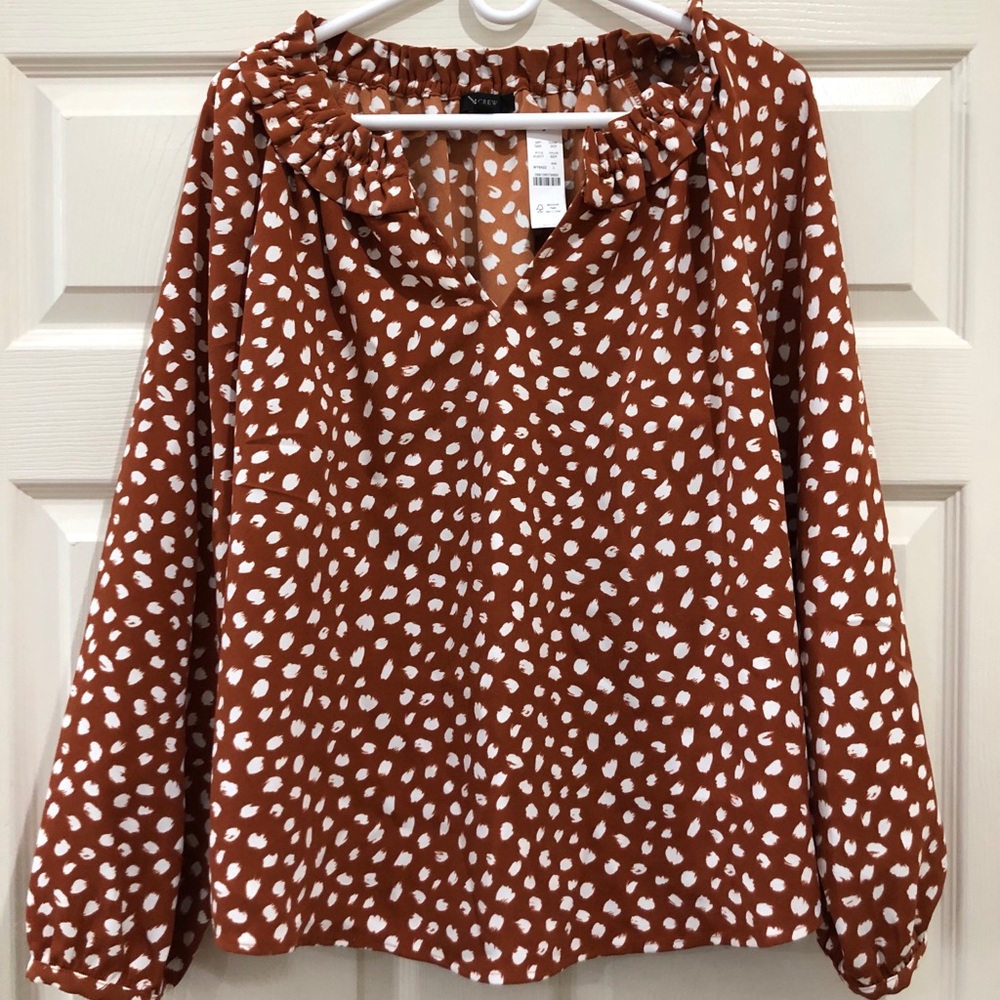 J.Crew Ruffleneck Top in 365 Crepe - NWT, Size L